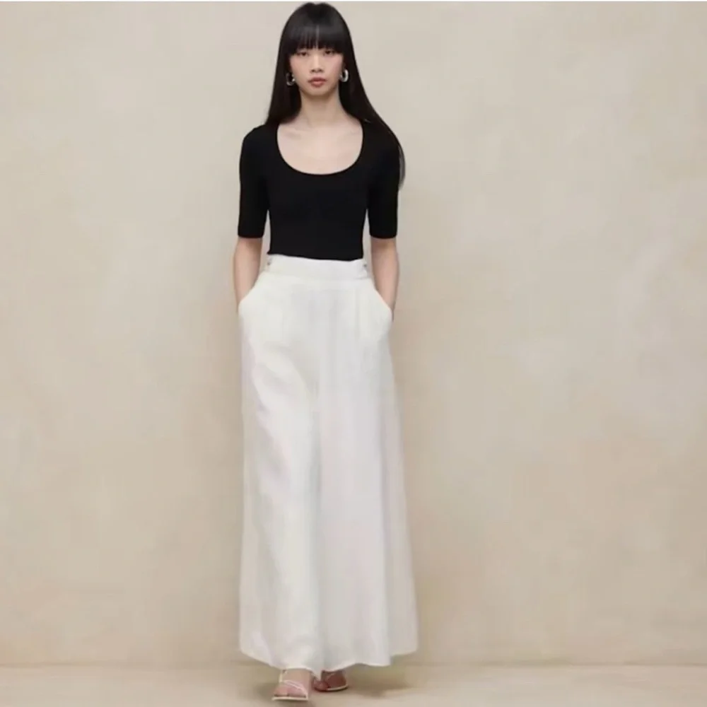 Banana Republic White Wide Leg Pants - Picture 5 of 12